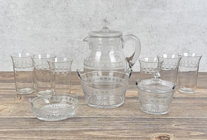 Etched Crystal Iced Tea Set