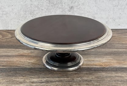 Sterling Silver & Mahogany Cake Dessert Stand