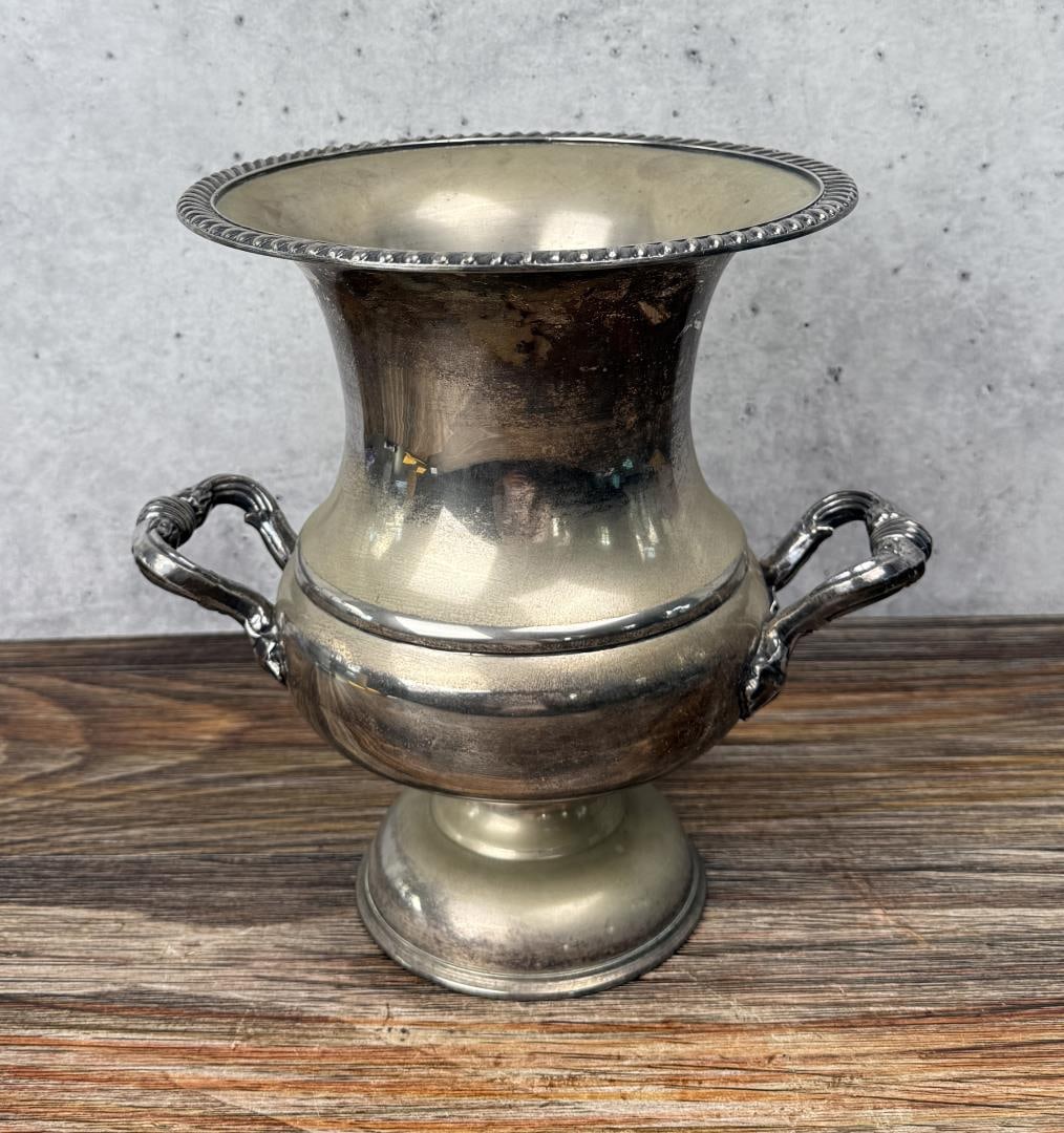 I Magnin 300 Silver Plate Champagne Bucket: 10 3/4" tall by 9 1/4" in diameter.