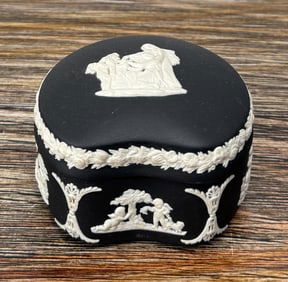 Wedgwood Black Jasperware Lidded Trinket Box