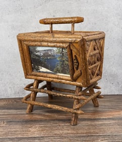 Rustic Log Cabin Decor Magazine Rack
