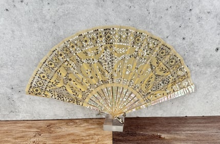 Victorian Mother Of Pearl Lace Hand Fan