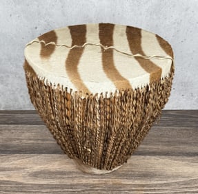 African Zebra Hide Covered Drum