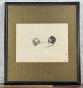 Japanese Watercolor Painting of Mice