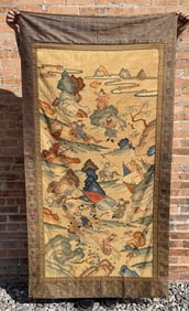 Antique Chinese Kesi Silk Kingdoms Screen Panel