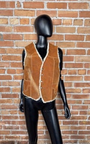 Vintage Western Shearling Suede Leather Vest