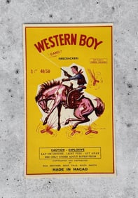 Western Boy Firecrackers Label Sign