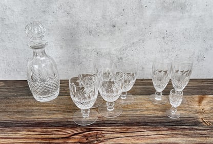 Waterford Cut Glass Decanter and Glasses