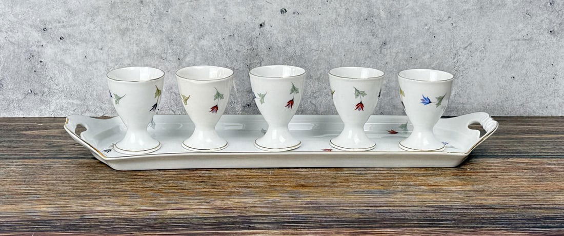 Meissen Porcelain Egg Cups: Nice set with tray.
