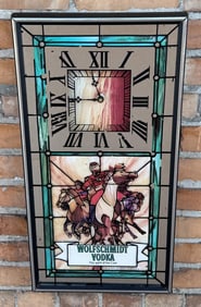 Wolfschmidt Vodka Stained Glass Clock Sign
