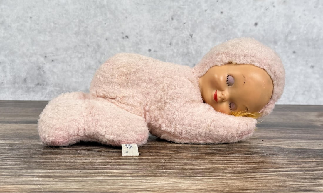 Gund Rubber Face Vinyl Sleeping Baby Plush: 11 1/2" by 5 1/2" by 5"