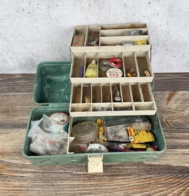Plano 4250 Green Swirl Tackle Box and Lures