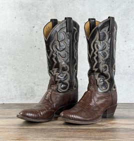 Vintage Tony Lama Lizard Skin Cowboy Boots