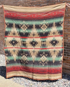 Antique Native American Pattern Wool Camp Blanket