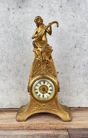 Ansonia Lute Player Cast Metal Clock