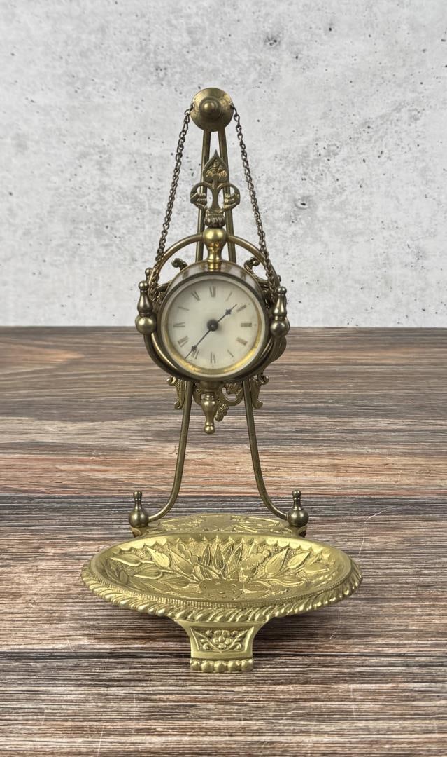 Parker Brass Novelty Clock: Tested and working. 9 1/8" tall.
