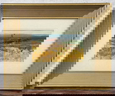 William Bill Bailey Montana Watercolor Painting: Title is Home on the Range. 15 7/8" by 12 7/8" framed. 8" by 5" unframed. Watercolor on Board. William (Bill) Bailey (Born 1944) is active/lives in Montana, Washington. William Bailey is known for Wil