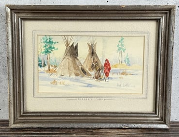 Hank Lawshe Montana Indian Watercolor Painting