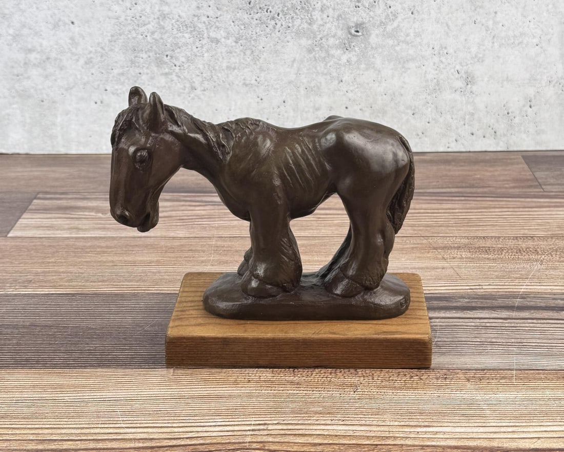 Ace Powell Hungry Horse Montana Bronze: Title is Hungry Horse. 6 1/2" long by 5 5/8" high by 3 1/4" wide. Ace (Asa Lynn) Powell (1912 - 1978) was active/lived in Montana, New Mexico. Ace Powell is known for Cowboy genre and Indian figure pa