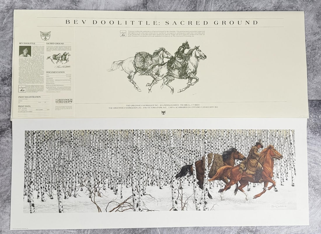Bev Doolittle Sacred Ground Print: Signed and Numbered. 15 1/2" by 42 1/2".