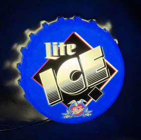 Miller Lite Ice Bear Lighted Bottlecap Sign