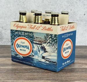 Six Pack Of Light Olympia Beer Tall 12 Bottles