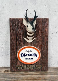 Olympia Light Beer Pronghorn Antelope Sign