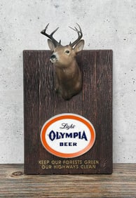 Olympia Light Beer Whitetail Deer Sign