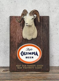 Olympia Light Beer Big Horn Sheep Sign