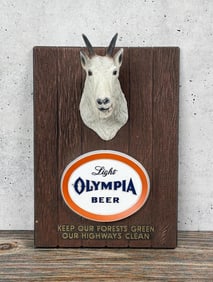 Olympia Light Beer Mountain Goat Sign