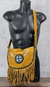 Native American Indian Beaded Leather Purse Bag