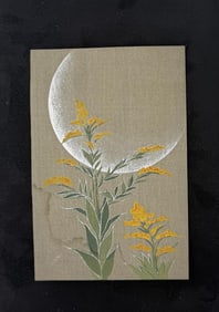 Japanese Golden Rod Flowers Woodblock Print