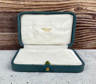Antique Tiffany & Co Blue Leather Jewelry Box