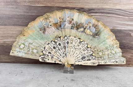 Victorian Folding Painted Fan