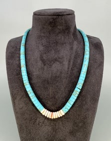 Santo Domingo Rolled Turquoise Heishi Necklace