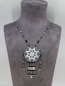 Native American Indian Beaded Rosette Necklace