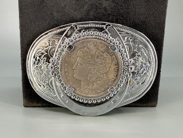 Morgan Silver Dollar Cowboy Belt Buckle