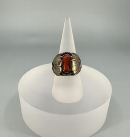 Navajo Sterling Silver Coral Ring