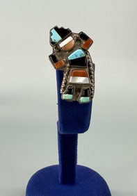 Zuni Sterling Inlaid Rainbow Man Brooch