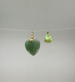 14K Gold & Jade Necklace Pendants