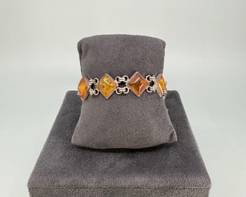 Sterling Silver Amber Bracelet