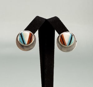 Zuni Sterling Silver Inlaid Earrings