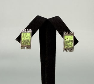 Navajo Sterling Silver Gaspeite Earrings