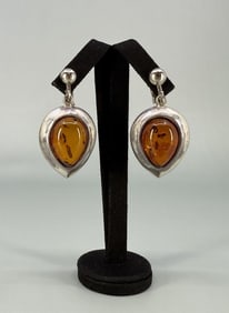 Sterling Silver Amber Earrings