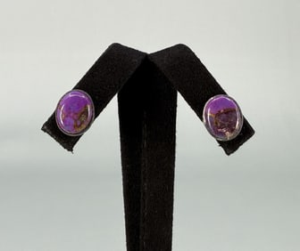 Navajo Purple Mohave Sterling Turquoise Earrings