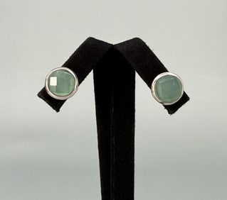 Sterling Silver Prehnite Stud Earrings