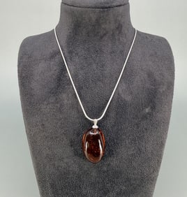 Sterling Silver Baltic Amber Necklace