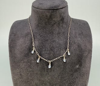 Sterling Silver Blue Topaz Drop Necklace