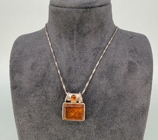 Sterling Silver Amber Necklace