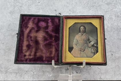 Antique Daguerreotype Photo Woman Holding Book